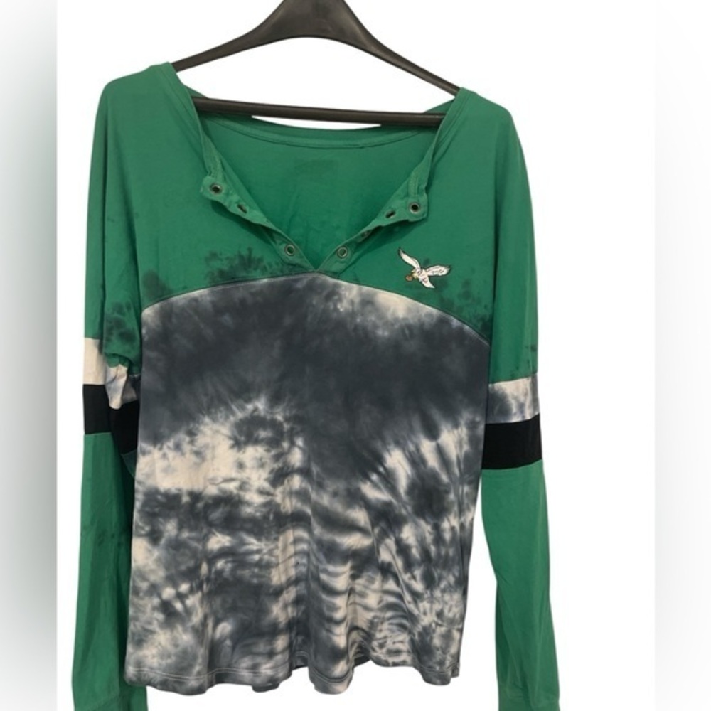 Philadelphia Eagles Team Green and Black Tie-Dye Women's  Cotton top size med